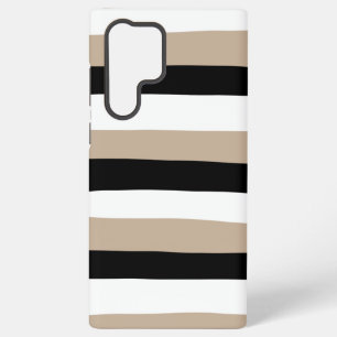 Ungleichmäßige Streifen - Taupe, Schwarz und Weiß Samsung Galaxy Hülle