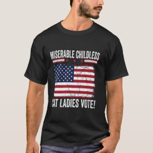 Unglückliche kinderlose Katzenlady USA-Flagge T-Shirt