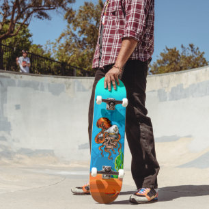 Unglückliche Oktopus-Kapitäne-Schädel-Ozean-Nautik Skateboard