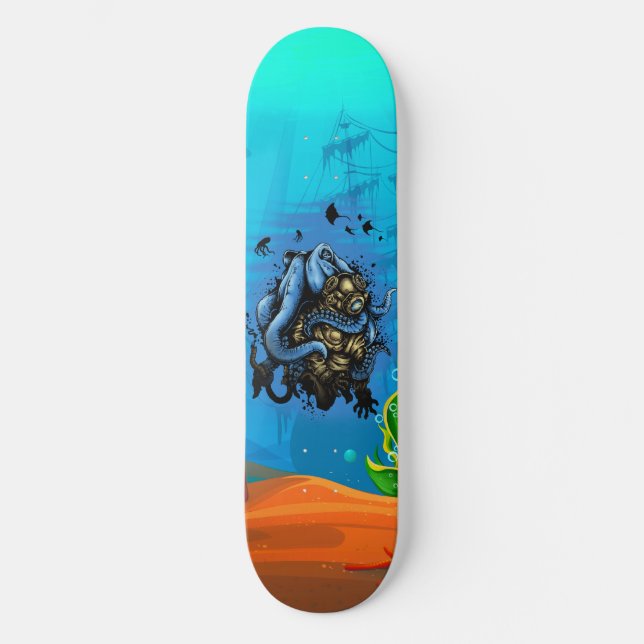 Unglücklicher Tiefseeloctopus Tauchtourismus Skateboard (Vorderseite)