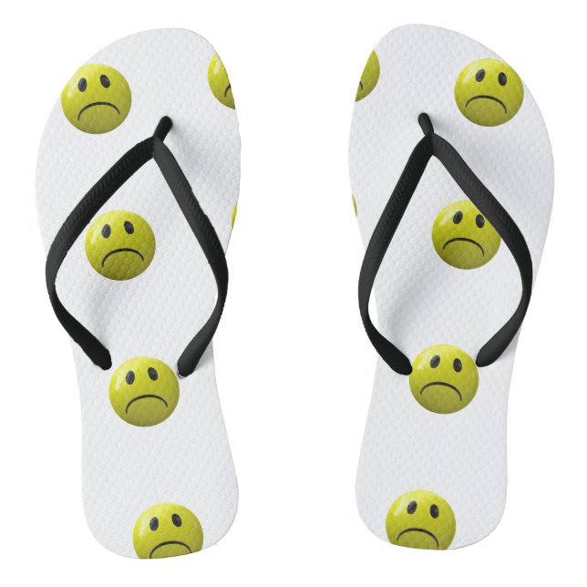 unglückliches Gesicht Emoji Sandalen Schuhe Flip F (Fußbett)