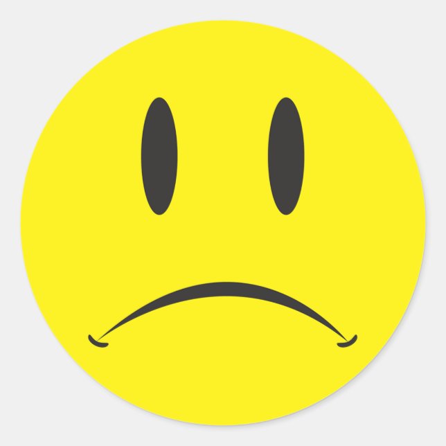 unglückliches Gesicht Runder Aufkleber (Vorderseite)