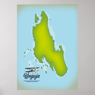 Unguja Insel Reise Karte Poster