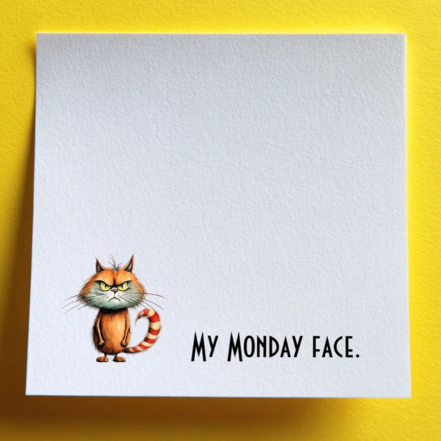 Unhappy Orange Cartoon Cat My Monday Face Post-it Klebezettel (Von Creator hochgeladen)