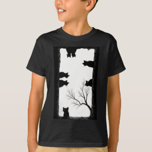 Unheimliche schwarze Katzen spähen aus hohlem goti T-Shirt