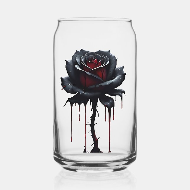 Unheimliche schwarze Rose kann Glas (Vorderseite)