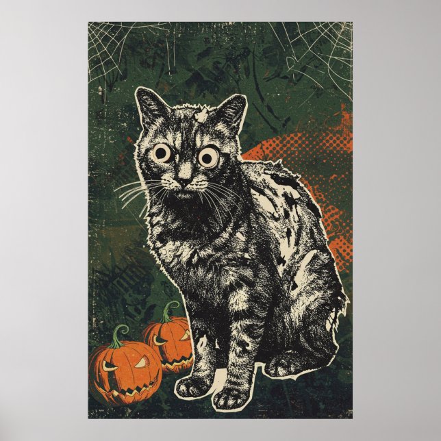 Unheimliche untote Zombie-Katze Poster (Vorne)