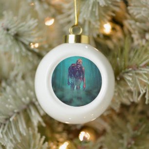 Unheimliche Zombie-Figur isoliert unheilvoll Keramik Kugel-Ornament
