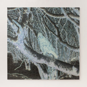Unheimlicher Bussard auf Ast Waldlandschaft Wildti Puzzle