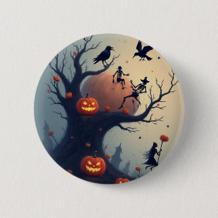 Unheimlicher Halloween-Baum Button