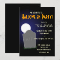 Unheimlicher Halloween-Mond und Grabstein