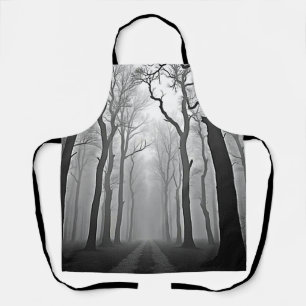 Unheimlicher nebliger Waldweg Kunst Schürze