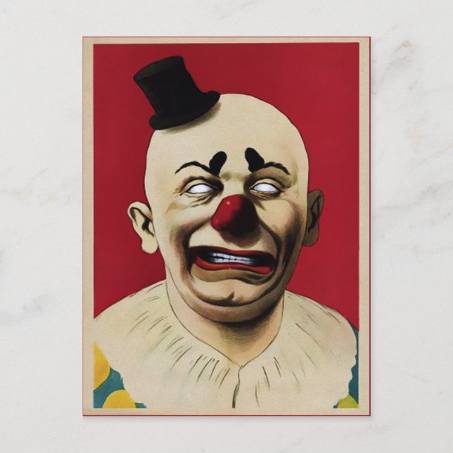 Unheimlicher Vintage-Clown Postkarte (Vorderseite)