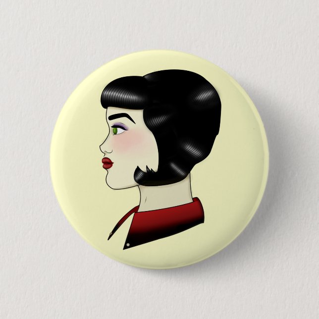 Unhöfliches Mädchen-traditionelles Button (Vorderseite)