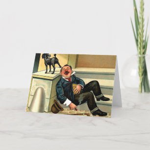 UNHÖFLICHES WECKEN Vintage Hundekunst Karte