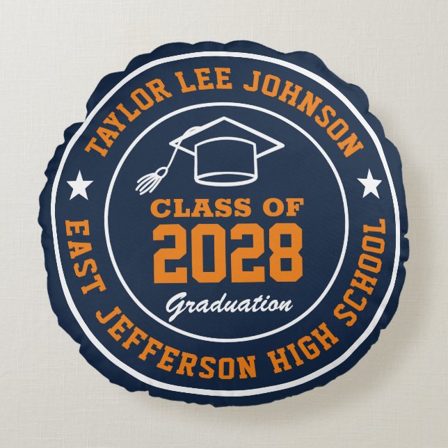 Uni Abschluss in der Sekundarstufe II Rundes Kissen (Vorderseite)