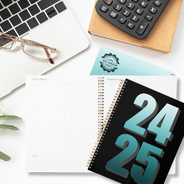 Uni Aquamarin und schwarz 2024 2025 Personal Planer