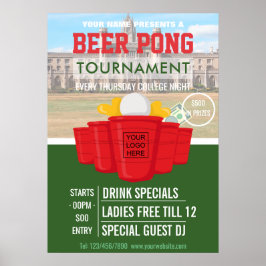 Uni Beer Pong Turnier hinzufügen Logo und Foto Poster