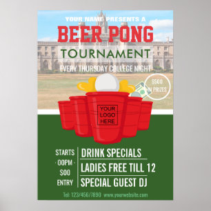 Uni Beer Pong Turnier hinzufügen Logo und Foto Poster