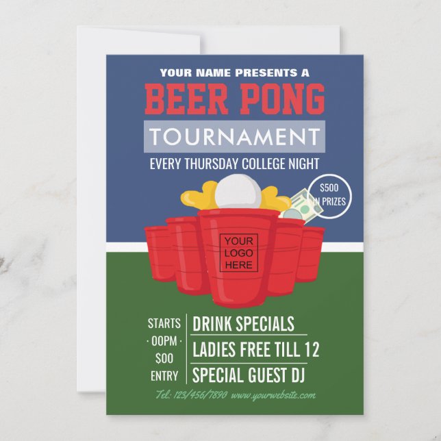 Uni Beer Pong Turnier hinzufügen Logo-Werbung (Vorderseite)