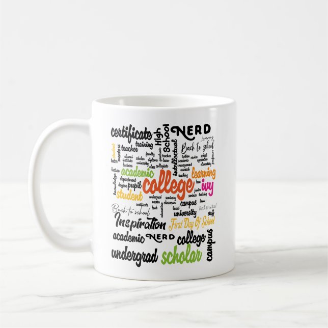 Uni Bildung Word Cloud-Muster Kaffeetasse (Links)
