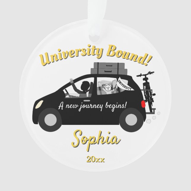 Uni Bound Girl Yellow Acrylic Ornament (Vorderseite)