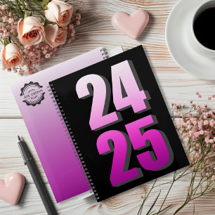 Uni Business Pink und Schwarz 2024 2025 Personal Planer