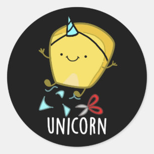 Uni-corn Funny Mais Pun Dark BG Runder Aufkleber