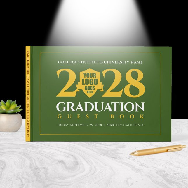 Uni der Green Gold School Abschluss Gästebuch (Green Gold School / College / University Graduation Guest Book Cover Photo (front))