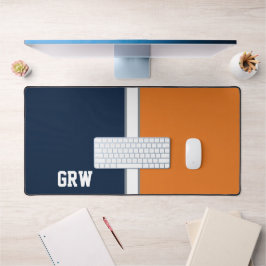 Uni Farben Navy Blue & Orange Monogram Schreibtischunterlage