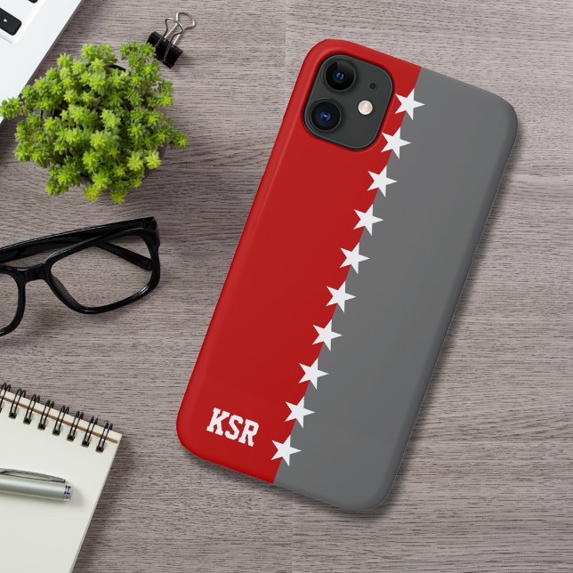 Uni Farben Scharlachrot und Dunkelgrau Monogramm Case-Mate iPhone Hülle (Von Creator hochgeladen)