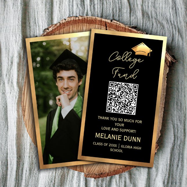 Uni-Fonds-Abschluss-Umschließungskarte Visitenkarte (College fund graduation enclosure card #qrcode #collegefund #thankyoucard #classof2025 #zazzlemade)