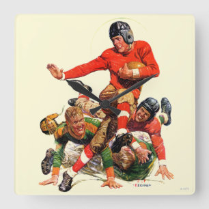Uni Football Quadratische Wanduhr