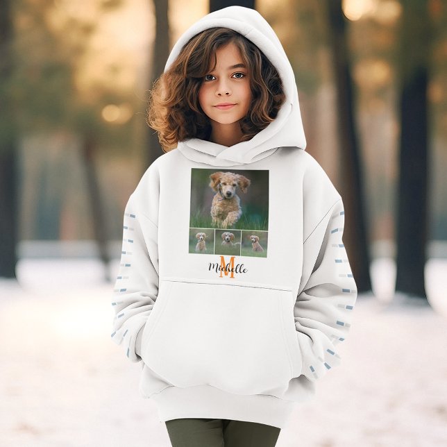 Uni Foto Monogram Script Name Girls Custom Hoodie (Von Creator hochgeladen)