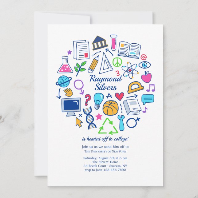 Uni geht weg Party Einladung (Vorderseite)