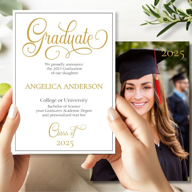 Uni Grad Ankündigung von elegantem Script-Foto (Von Creator hochgeladen)