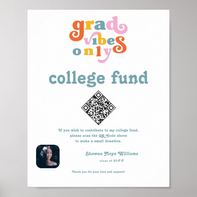 Uni Graduate Fund Spende QR Code Retro-Signatur Poster (Vorne)