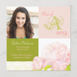 Uni-Mädchen-Abschluss-Monogramm-Mitteilung 2013 Einladung