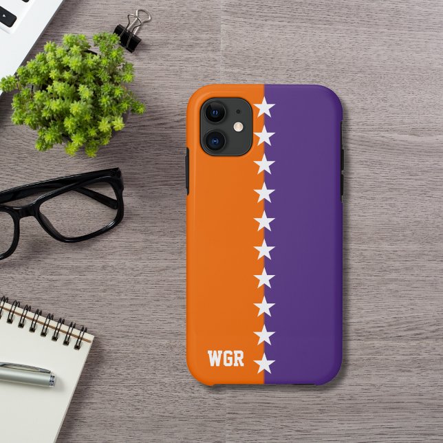 Uni Orange, Lila und weiße Monogramm Case-Mate iPhone Hülle (Von Creator hochgeladen)
