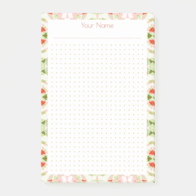 Uni-Planer für das rote rosa grüne Punktgitter Post-it Klebezettel (Vorderseite)