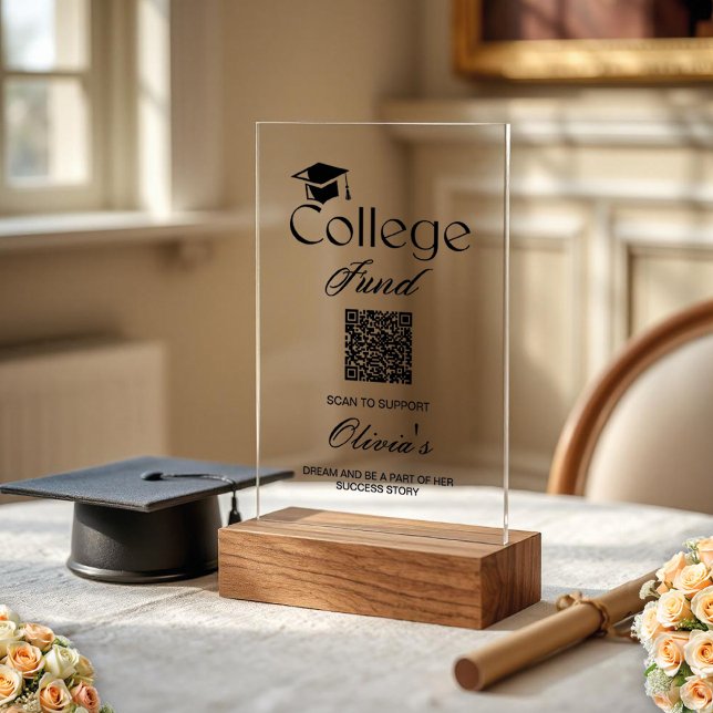 Uni QR-Code Minimalistischer Schwarzer Text Acrylschild (Von Creator hochgeladen)