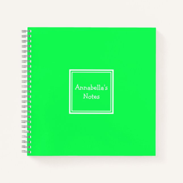 Uni Ruled-Notebook | Neon Green | PERSONALISIERT Notizbuch (Vorderseite)