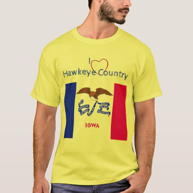 Uni-sex Patriotic Hawkeyes Iowa Flag T-Shirt (Vorderseite)