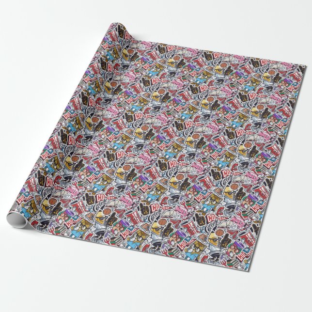 Uni Spaß, farbenfrohe Vintage Muster Geschenkpapier (Ungerollt)