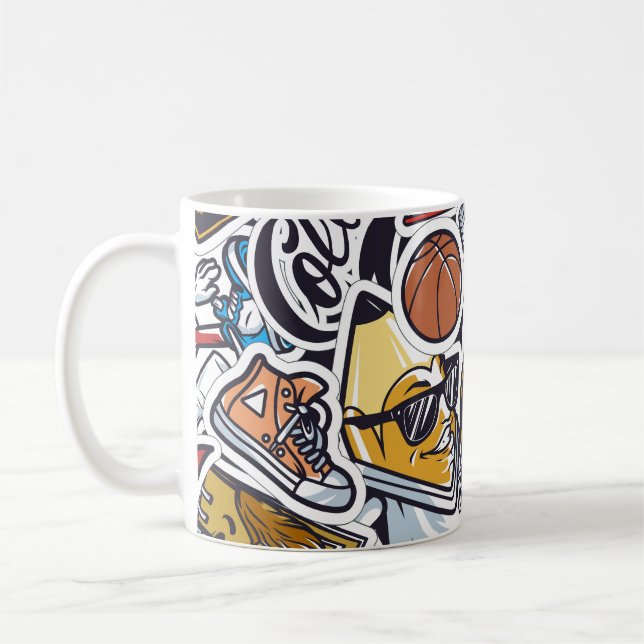 Uni Spaß, farbenfrohe Vintage Muster Kaffeetasse (Links)