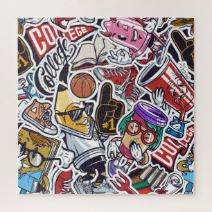 Uni Spaß, farbenfrohe Vintage Muster Puzzle