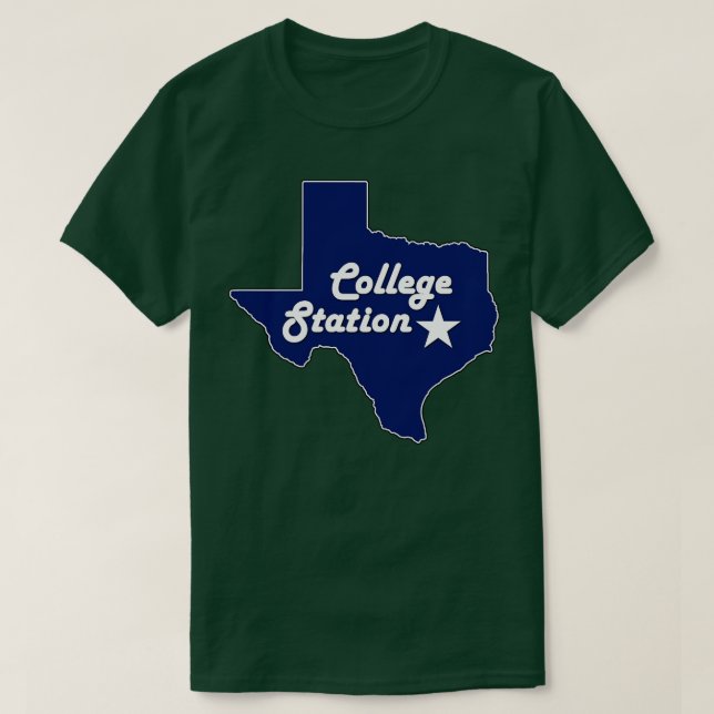 Uni Station Texas Navy Blue Lone Staat Map Tex T-Shirt (Design vorne)