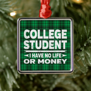 Uni Student Majors Xmas Green Kariert Ornament Aus Metall