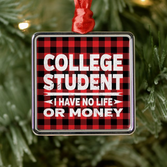 Uni Student Majors Xmas Red Kariert Ornament Aus Metall (Baum)