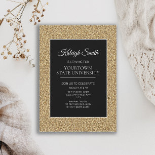 Uni Trunk Party Elegante Gold Glitzer Schwarz Einladung